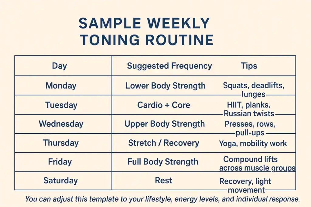Achieving the Perfect Tone: How Often Should You Exercise for Results? 4 Weekly exercise Leigh-on-Sea plan graphic