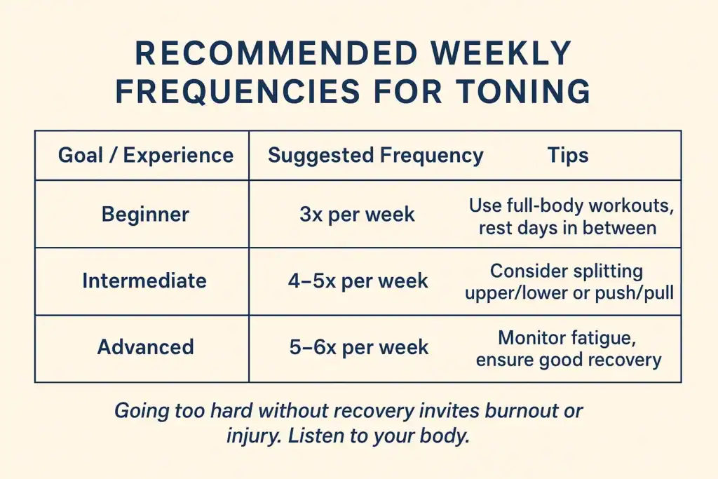 Achieving the Perfect Tone: How Often Should You Exercise for Results? 2 Graphic to show how often you should do exercise to help with toning Leigh-on-Sea